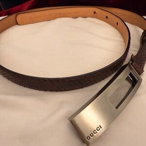 Gucci Dark Brown Belt with Silver Accent